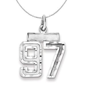Silver, Varsity Collection, Small D/C Number 97 Necklace - 20 In